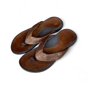 Reef Men’s Dark Brown Leather Pacific Flip Flop Sandals Size 13